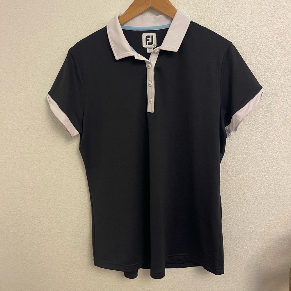 FootJoy Black Polo Shirt with White Trim